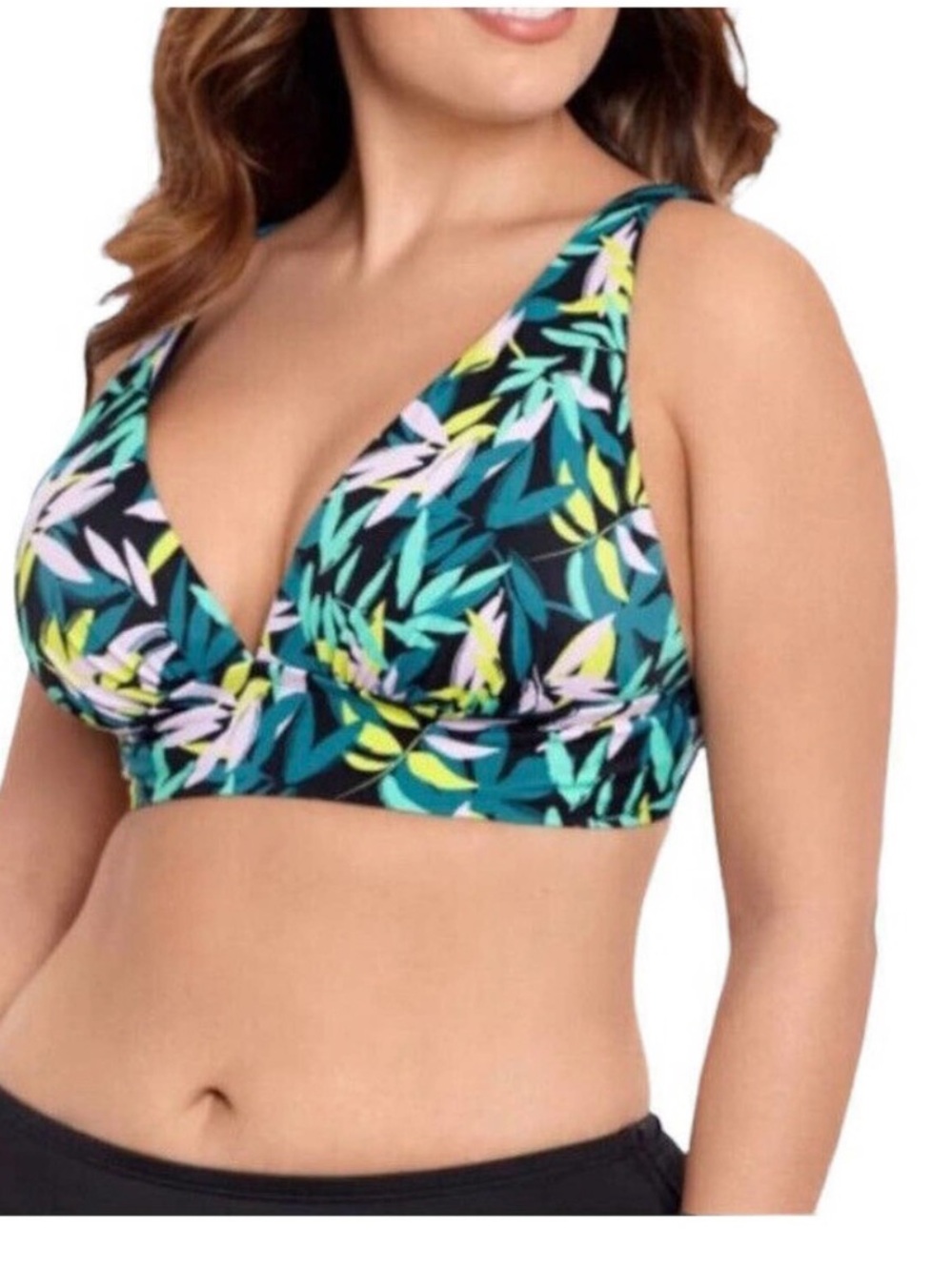 Beach Betty Slimming Plunge Lace-Up Bikini Top small nwt